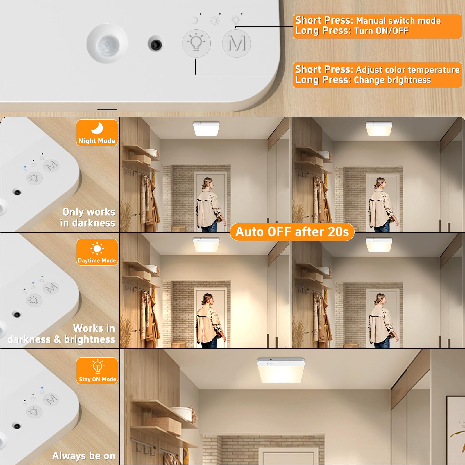 TOOWELL ultra-thin ceiling light in tight spaces blending with decor