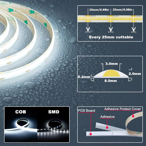 TOPAI LED strip with 180° beam for wide, even room illumination.