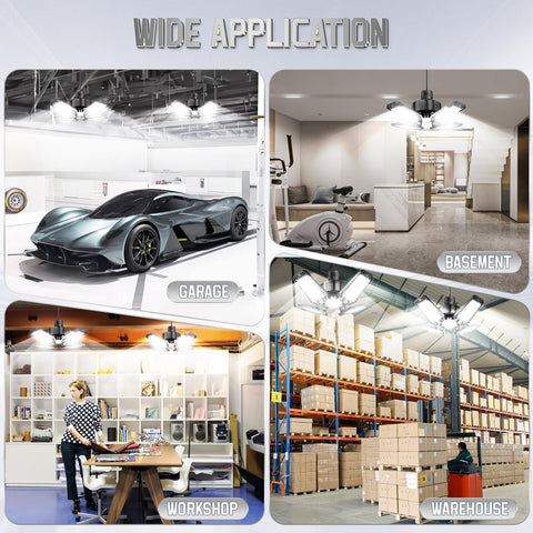 TOPAUBUB 360-degree garage light coverage eliminates shadows