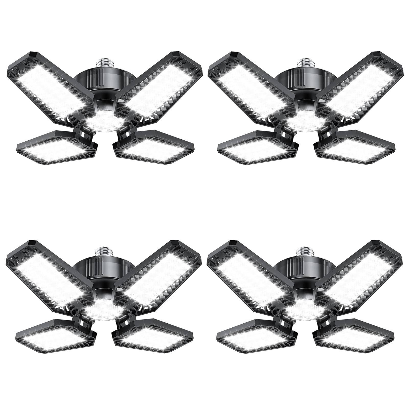 TOPAUBUB 4panel 360deg garage light delivers bright, even coverage for full workspace visibility.