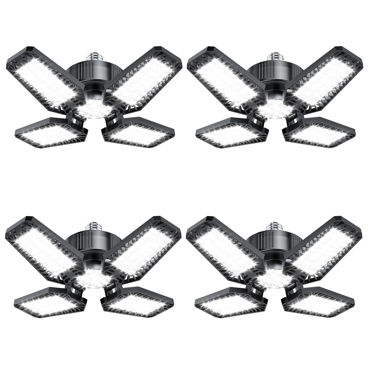 TOPAUBUB 4panel 360deg garage light delivers bright, even coverage for full workspace visibility.