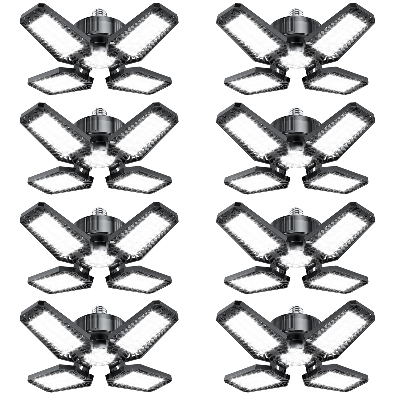 TOPAUBUB garage light with 4+1 panels for wide 360° coverage