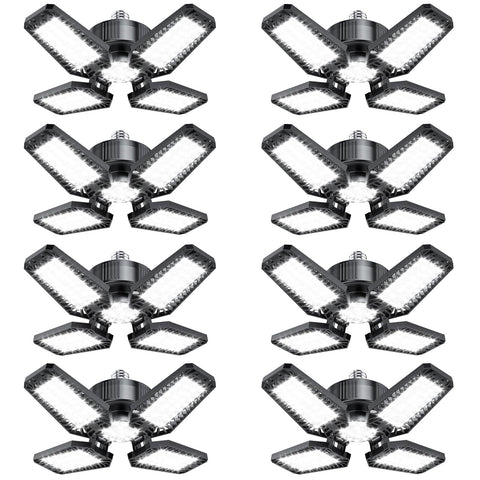 TOPAUBUB garage light with 4+1 panels for wide 360° coverage