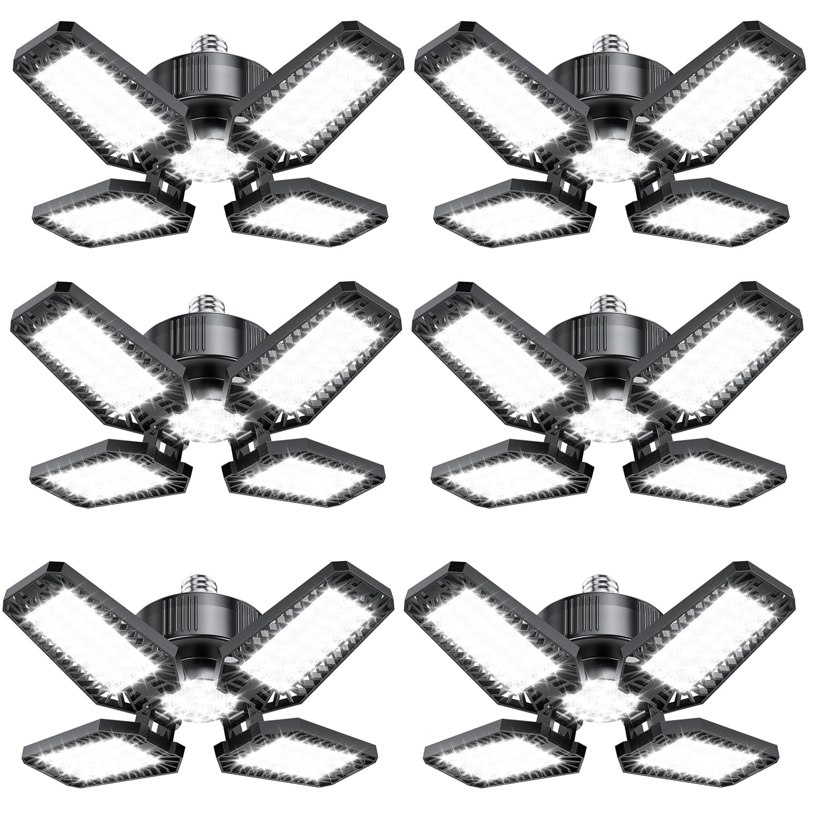 TOPAUBUB garage light 6-pack providing bright, even illumination for workshops