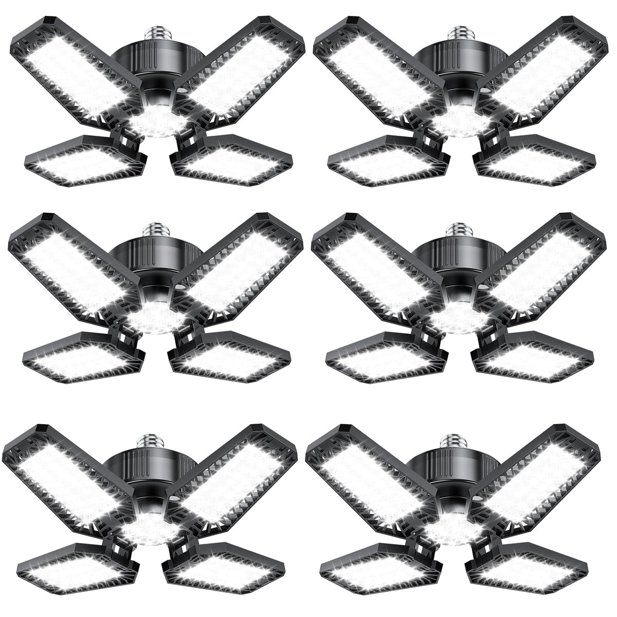 TOPAUBUB garage light 6-pack providing bright, even illumination for workshops