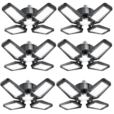 TOPAUBUB garage light 6-pack providing bright, even illumination for workshops