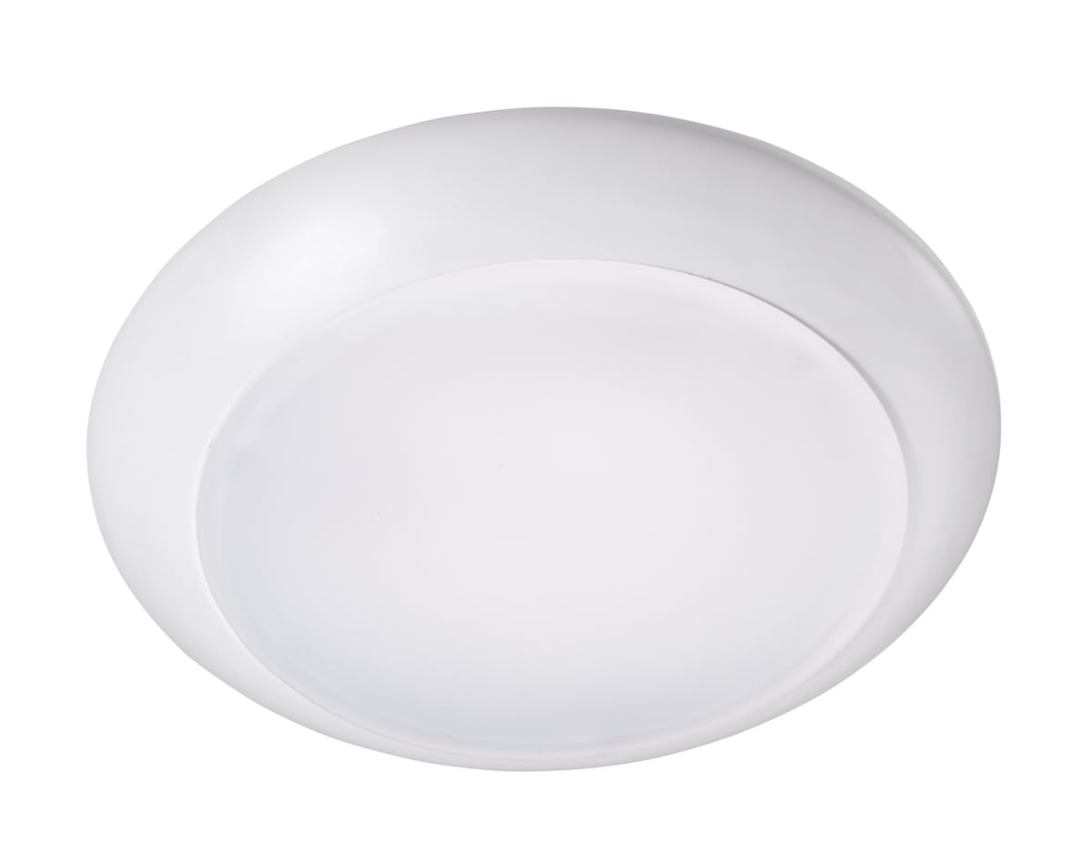 Topaz 6-inch LED disk light, front view, white finish with broad beam for open spaces