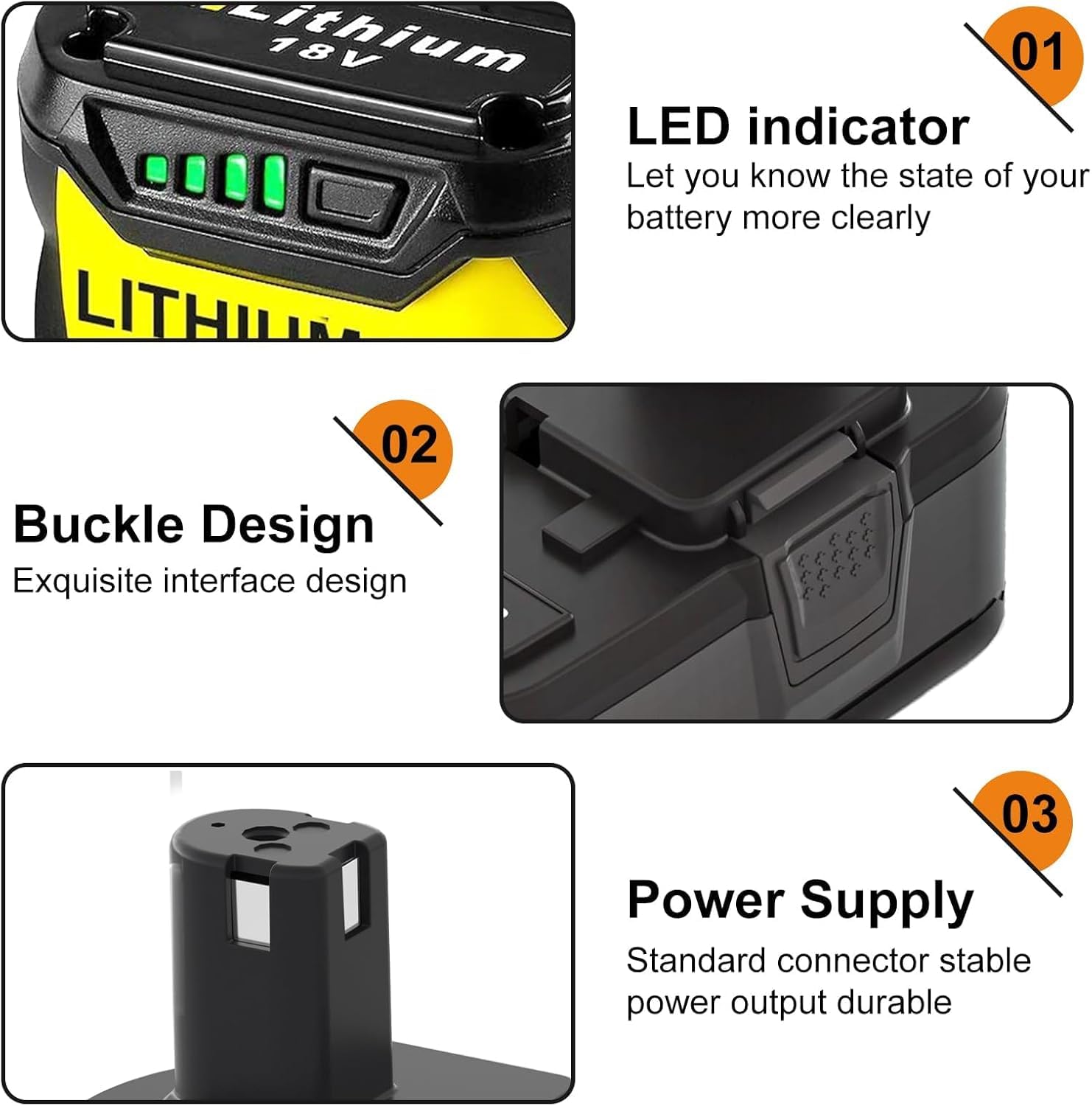 Topbatt LED indicator shows remaining charge for easy planning during projects.