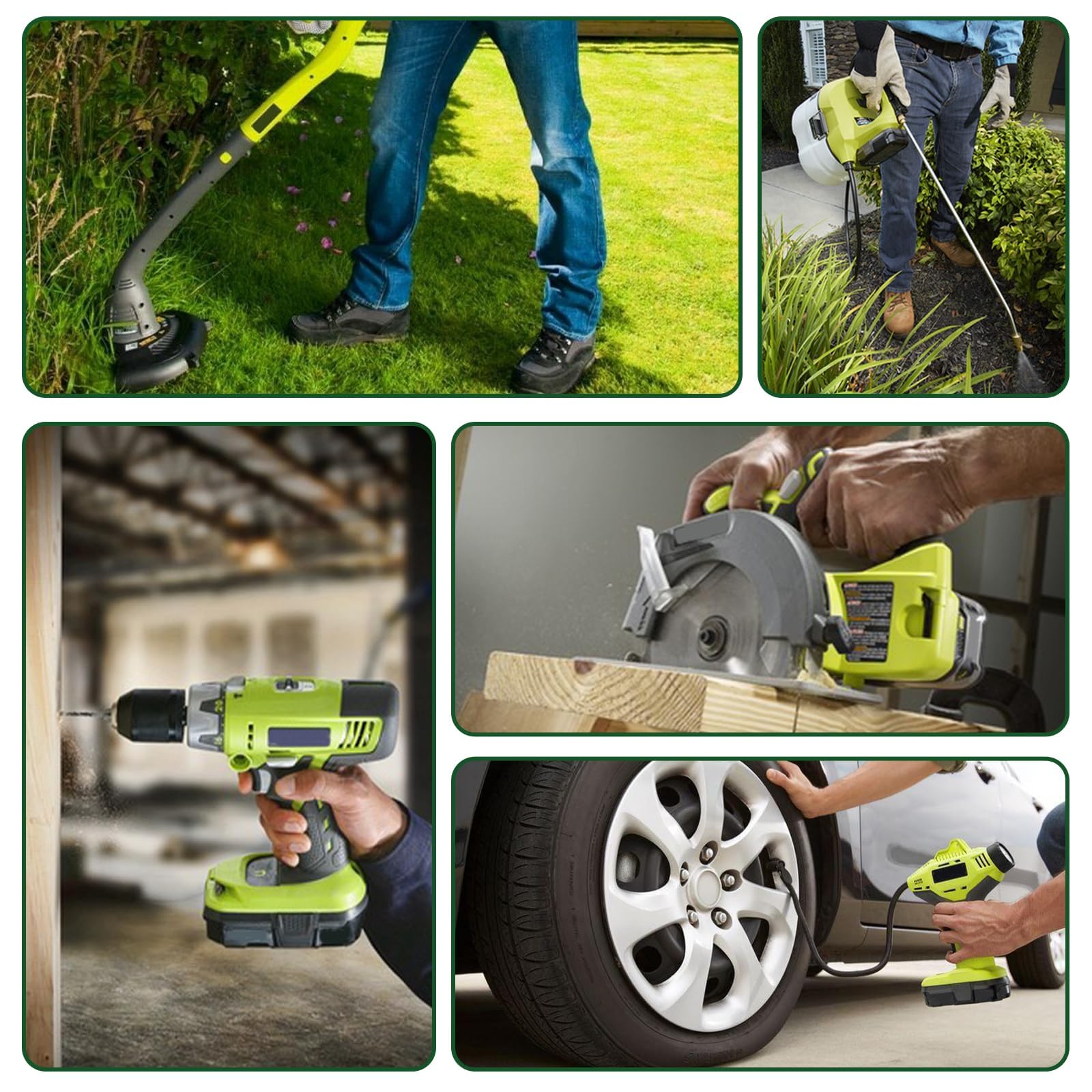 Topbatt battery mounted on Ryobi tool demonstrating quick attachment