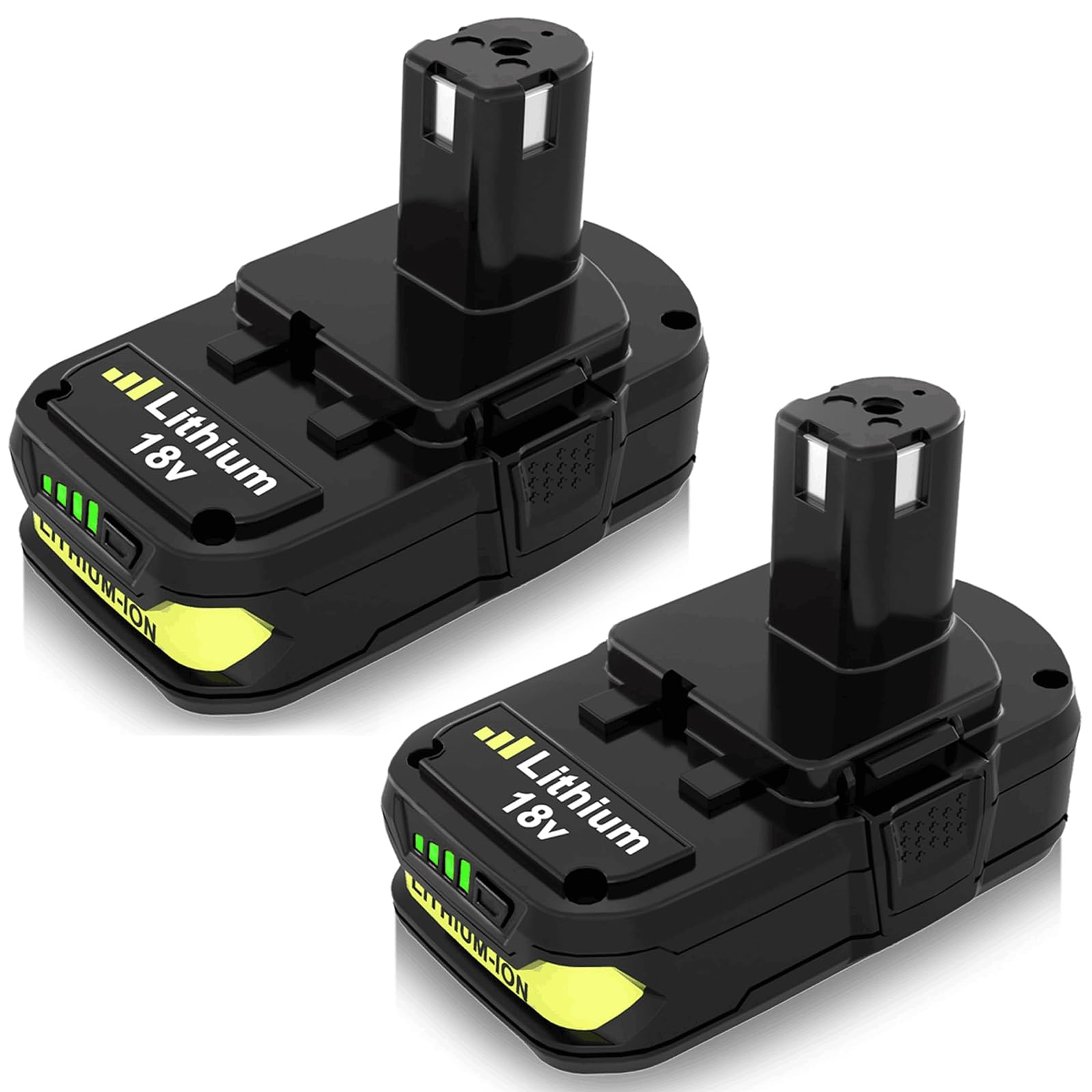 Topbatt Ryobi 18V 3600mAh 2-pack front view showing connector and grip
