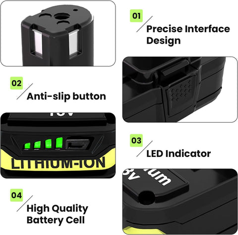Topbatt LED indicator on Ryobi 18V battery shows remaining power