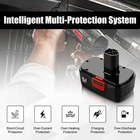 Topbatt safety protections image communicates overload and short-circuit safeguards.