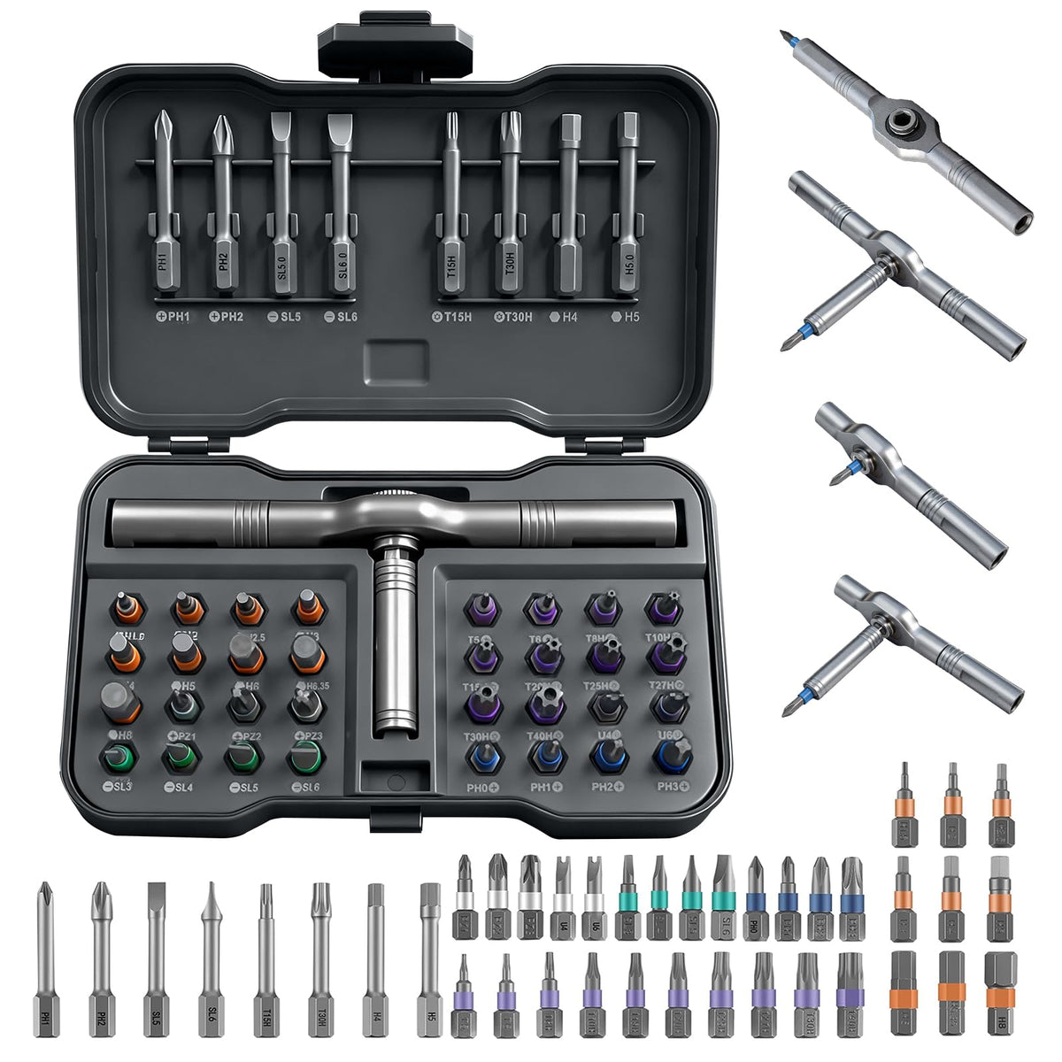 TopCapak 42-in-1 screwdriver set with magnetic bits for quick furniture assembly