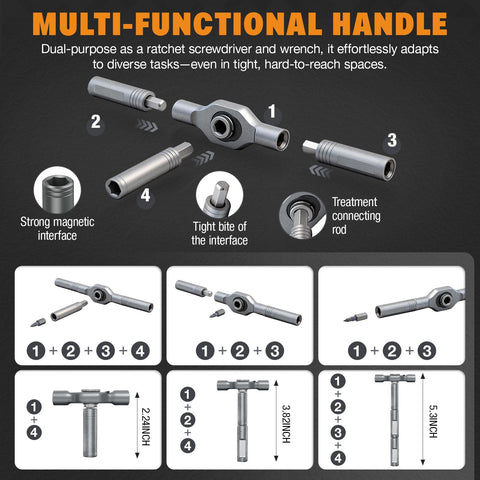 TopCapak detachable ratchet handle offering straight, T, and L configurations