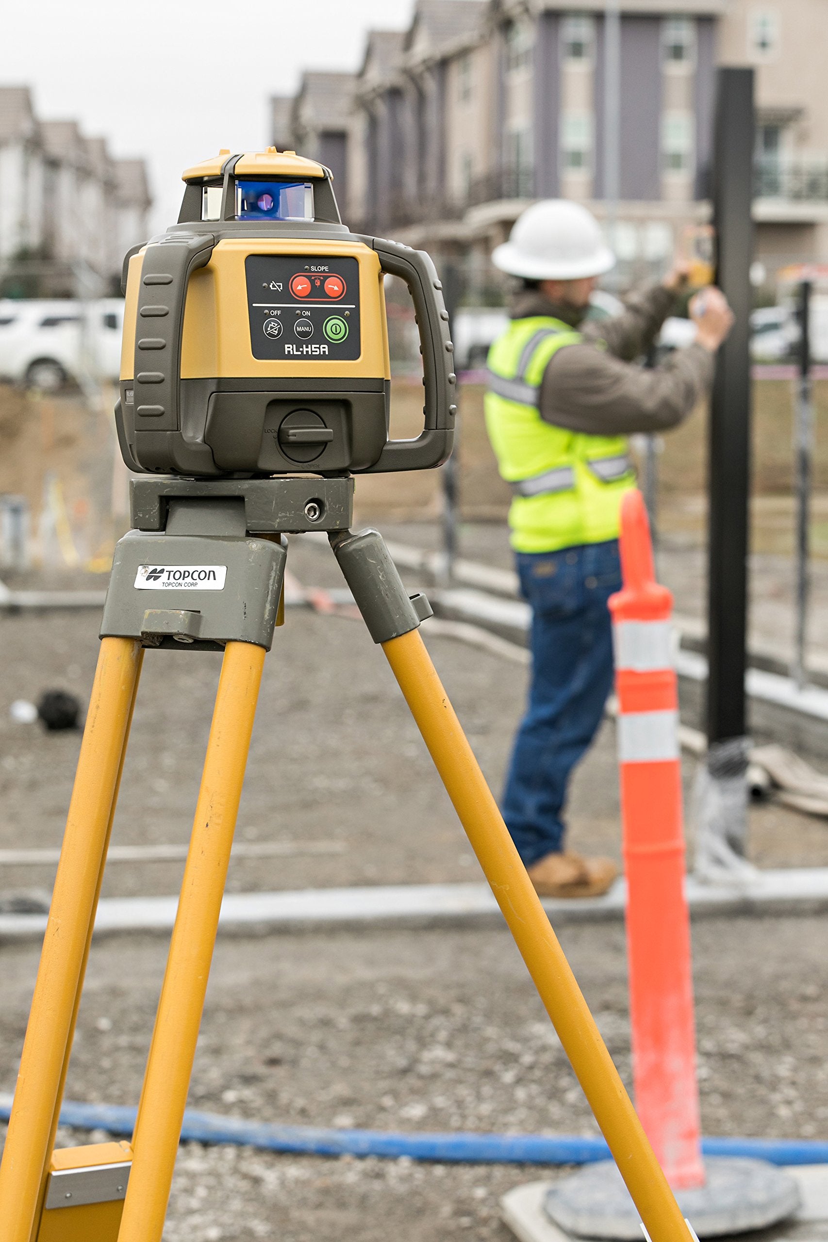 Topcon RL-H5A with ±5 degree self-leveling range on site