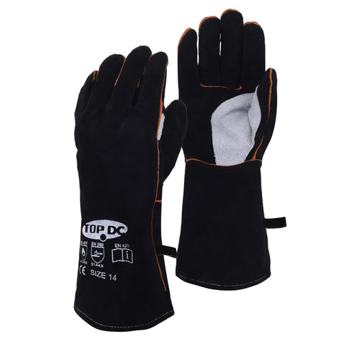 TOPDC Fireplace Gloves provide 14-inch forearm protection during wood stove tasks.