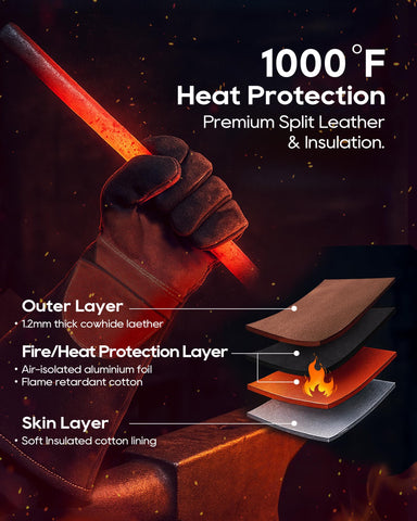TOPDC welding gloves forearm protection sleeve ensures safety during sparks and grinding