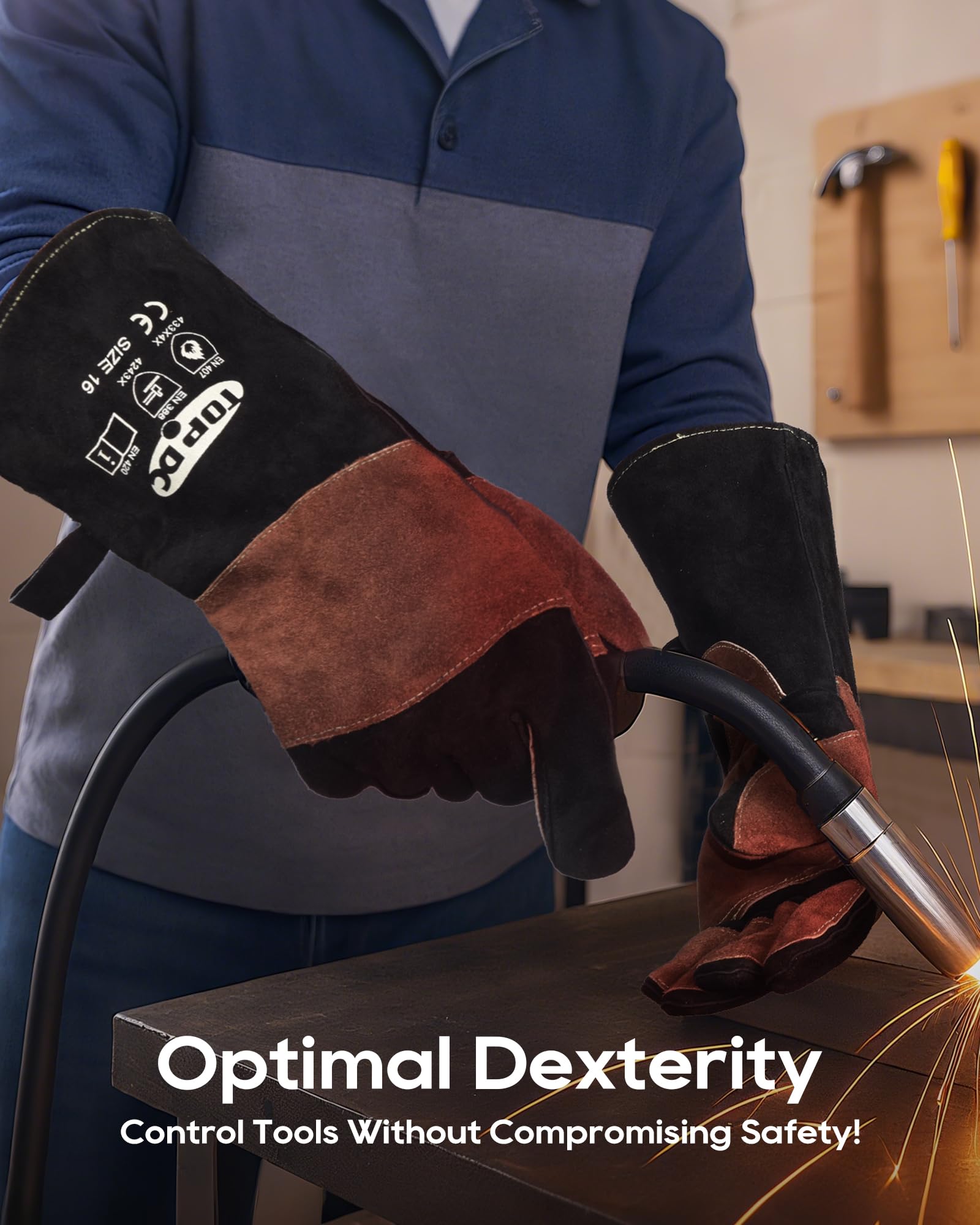 TOPDC welding gloves insulated lining keeps hands comfortable in hot and cold conditions