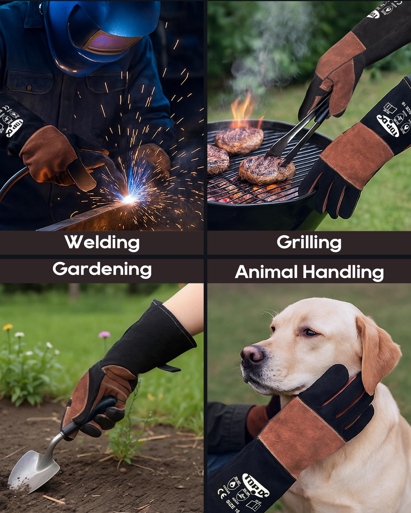 TOPDC welding gloves durable Kevlar stitching for long-lasting wear