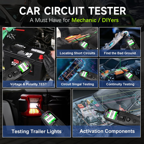 TopDiag P100 built-in flashlight supports nighttime electrical testing.