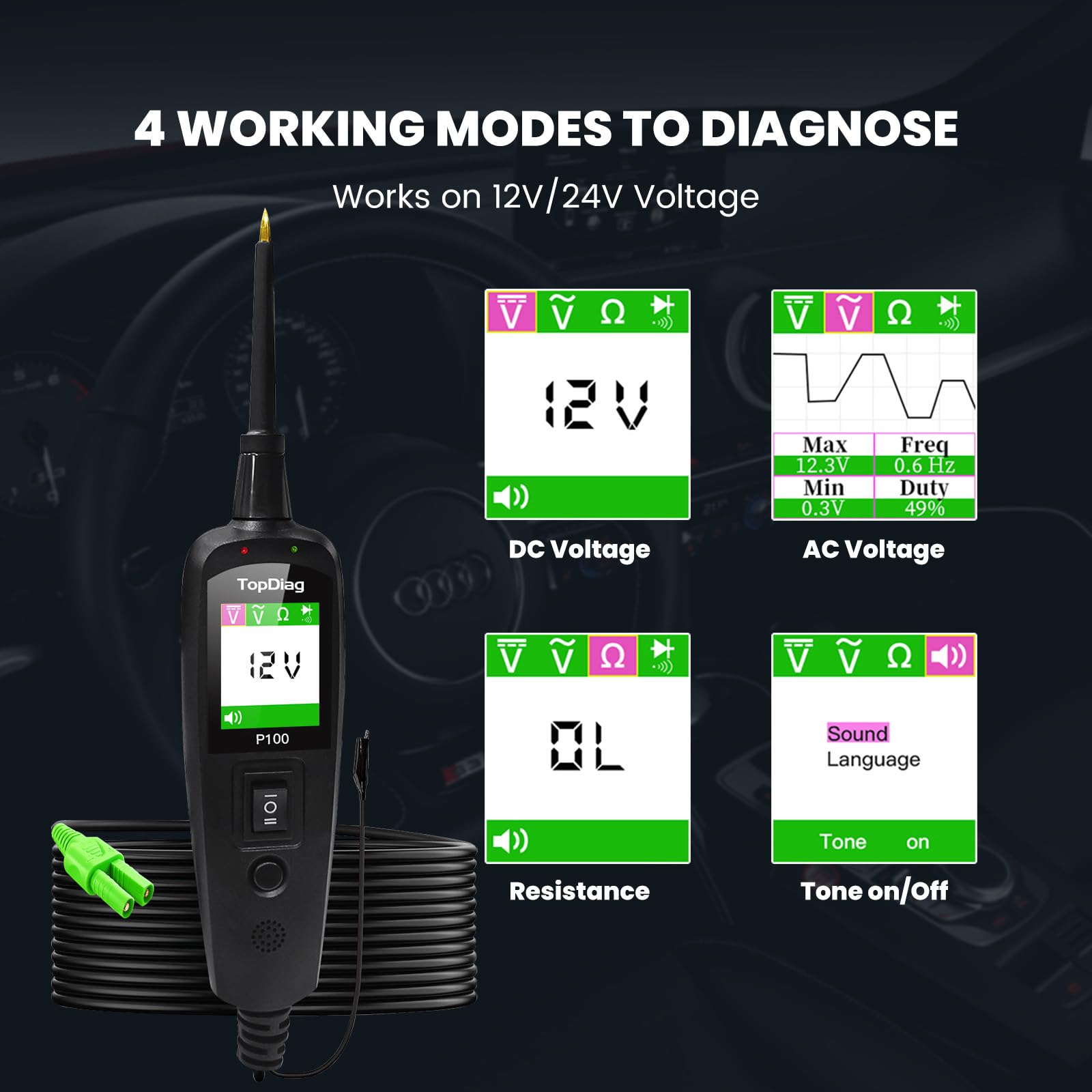 TopDiag P100 20ft extension cable lets you test away from the fuse box safely