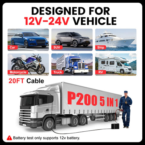 TopDiag P200 20ft extension cable and LED light aid reach