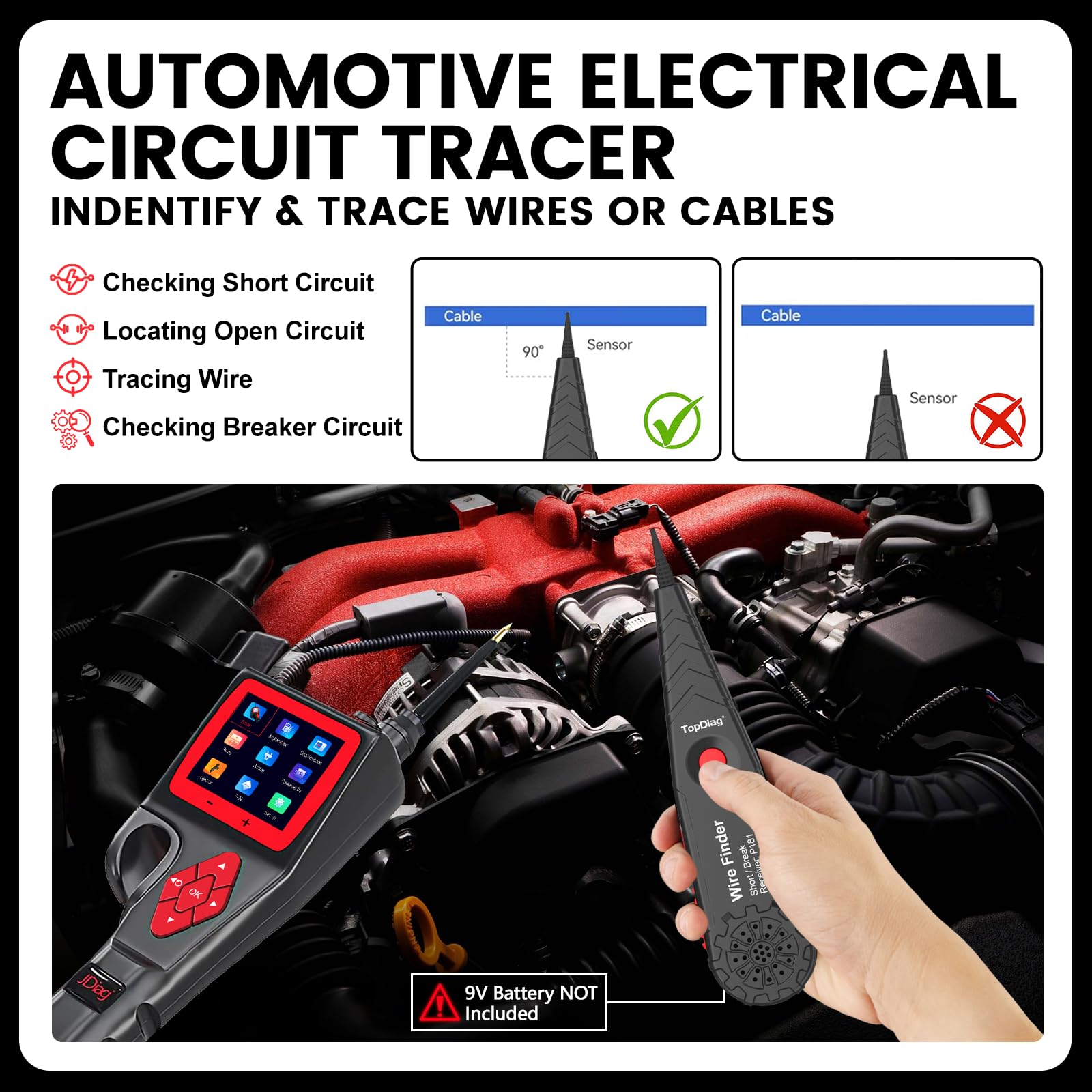 TopDiag P200 multimeter function with voltage and resistance measurements for precise circuit testing