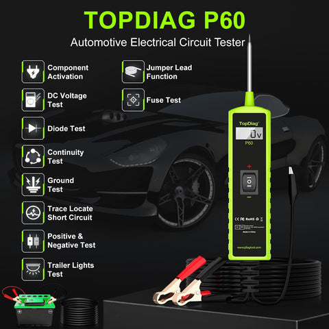 TopDiag P60 handheld tester used for quick diagnostics in vehicles.