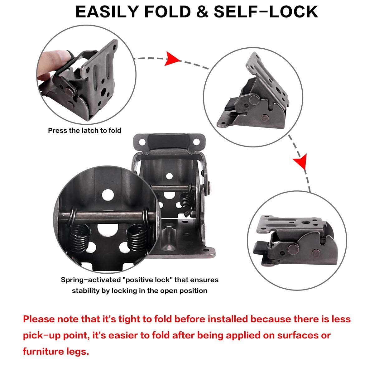 TopDirect double-spring self-lock mechanism illustrating easy fold and lock.