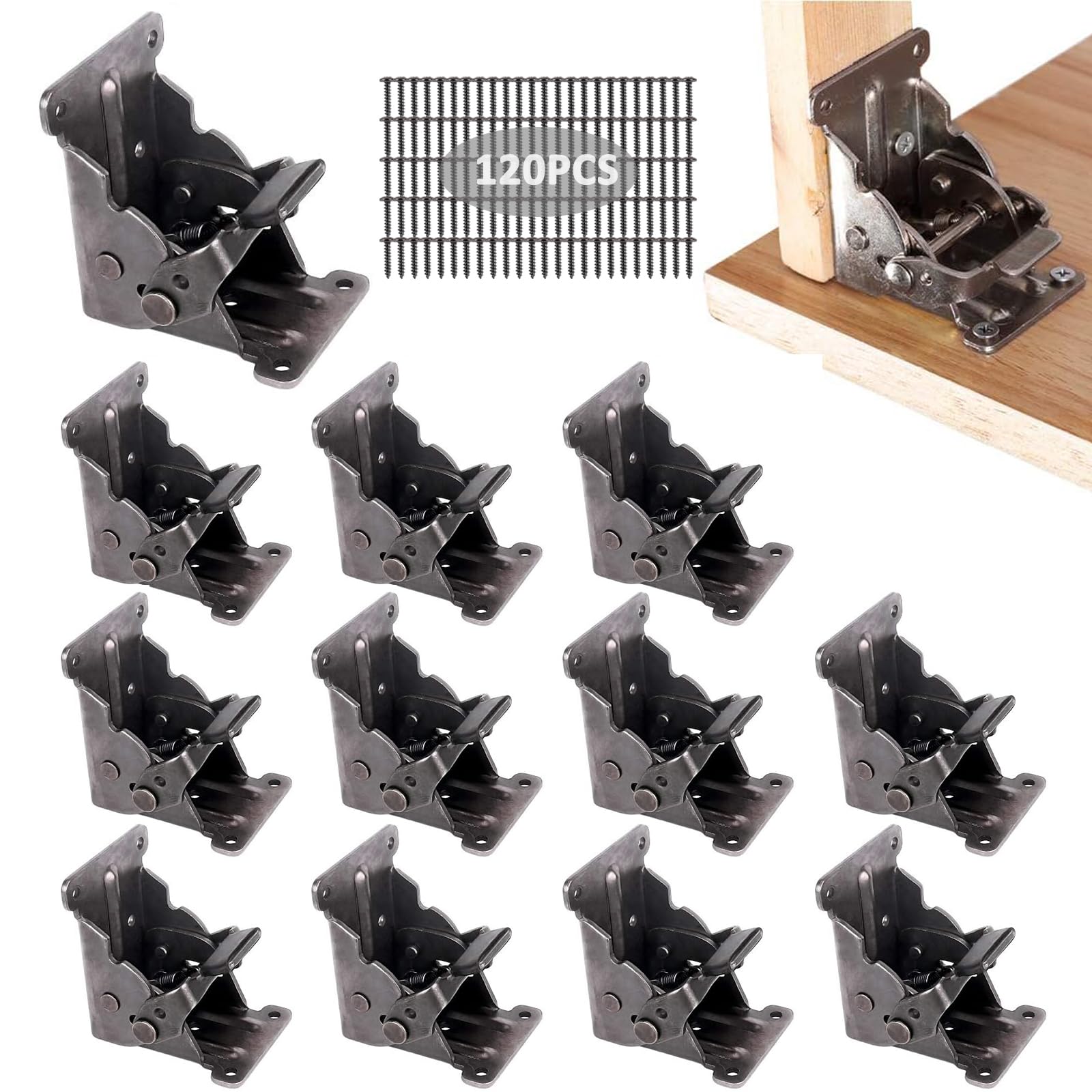 TopDirect locking hinge for folding table brackets shows a 12-pack ready for sturdy table legs