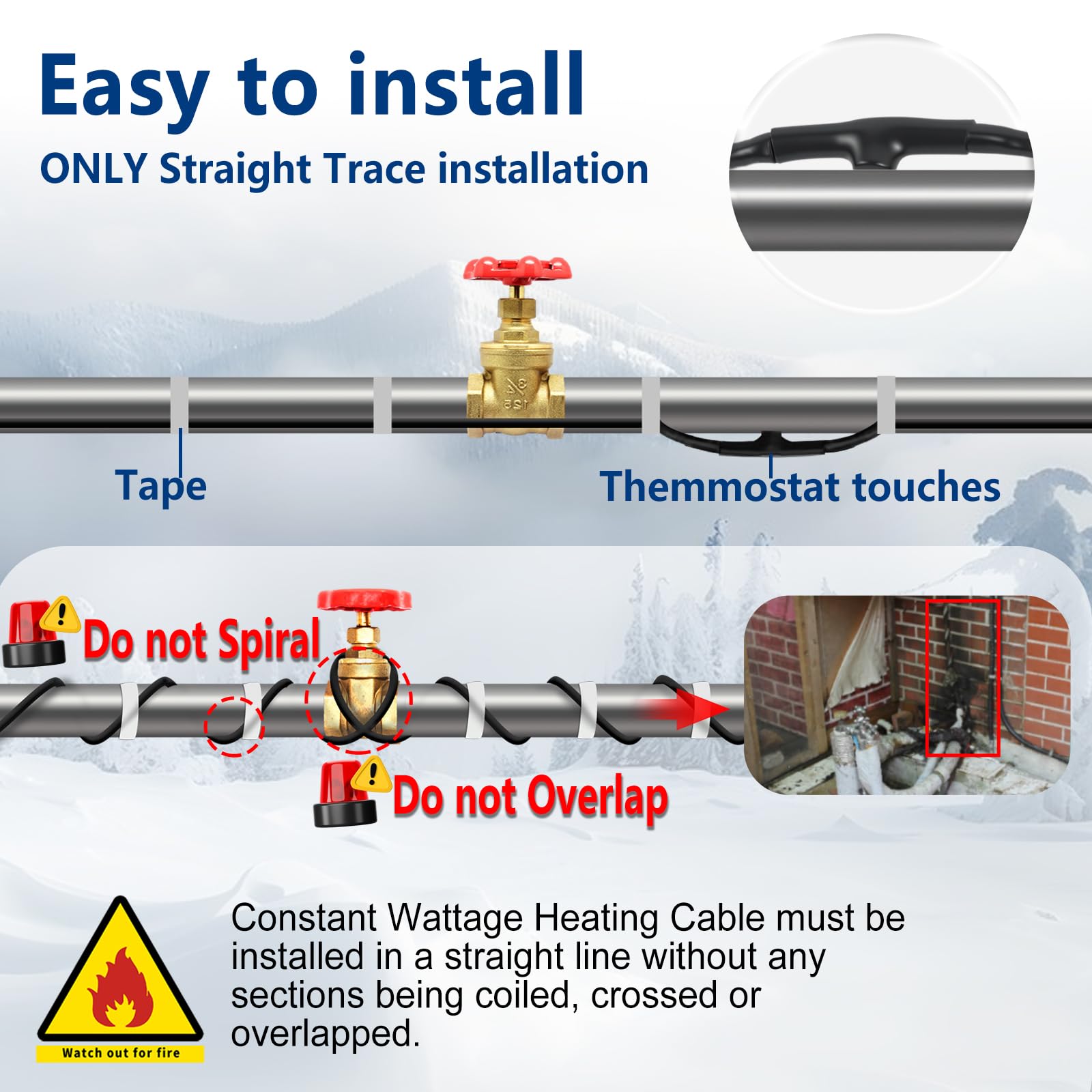 TOPDURE IP65 waterproof heat tape design protects in wet environments