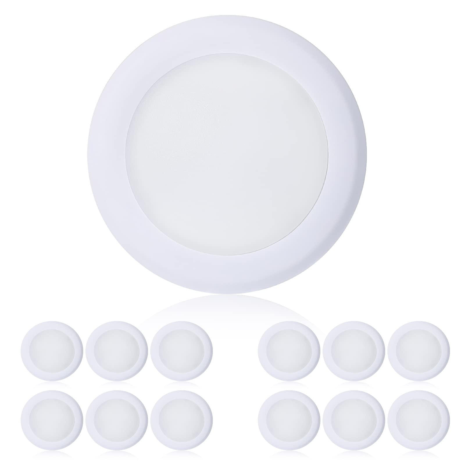 TOPELER 6-inch flush-mount LED disk light close-up shows slim profile for modern ceilings.