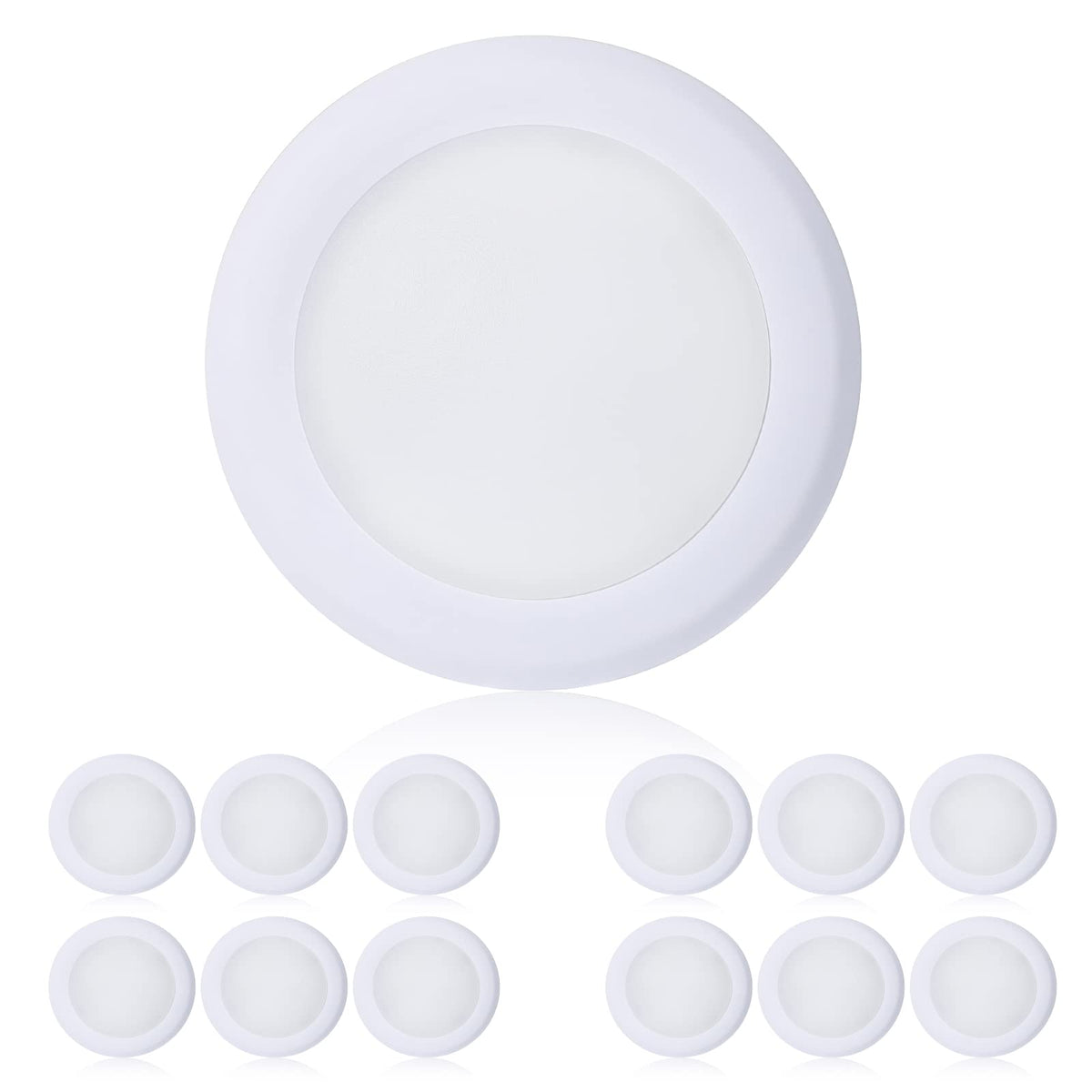 TOPELER 6-inch flush-mount LED disk light close-up shows slim profile for modern ceilings.