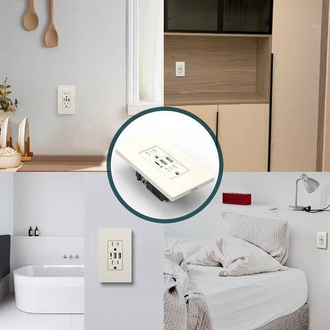 In-wall installation of TOPELER USB-C outlet in a modern home