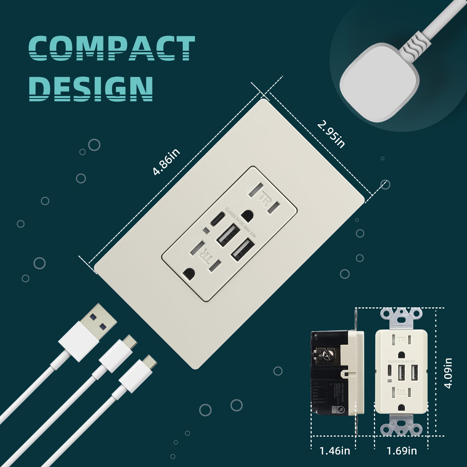 Screwless wall plate included for a clean TOPELER look