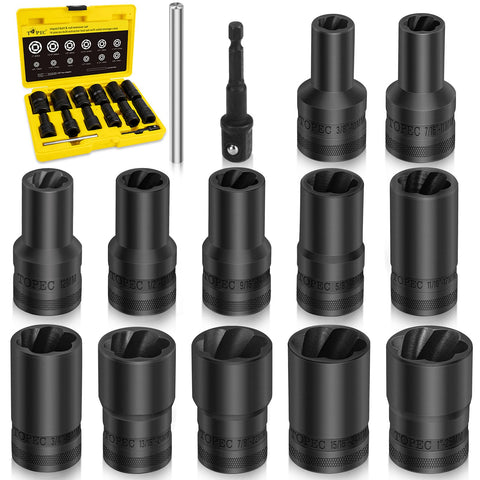 Topec 14Pcs lug nut removal set in case for quick roadside fixes