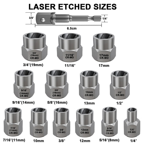 Topec 3/8‑inch drive bolt extractors delivering strong torque