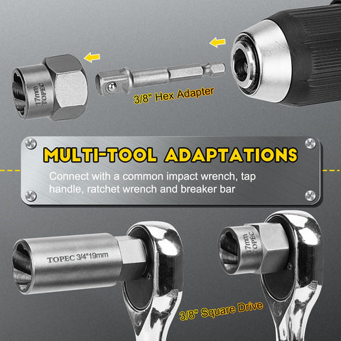 Topec bolt extractor with punch pin and drive enables precise start.