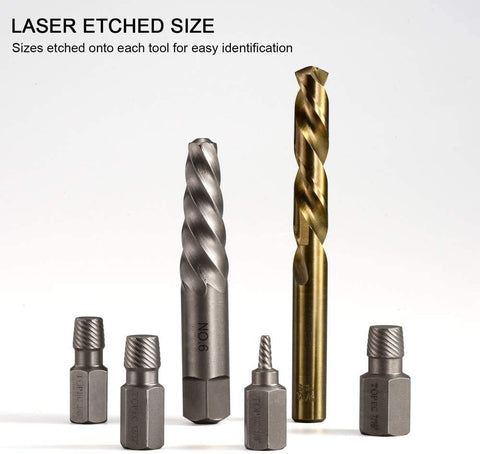 Topec cobalt drill bits with imperial size references for accurate drilling.