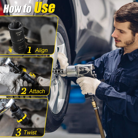 Topec flip nut remover set used during car wheel service