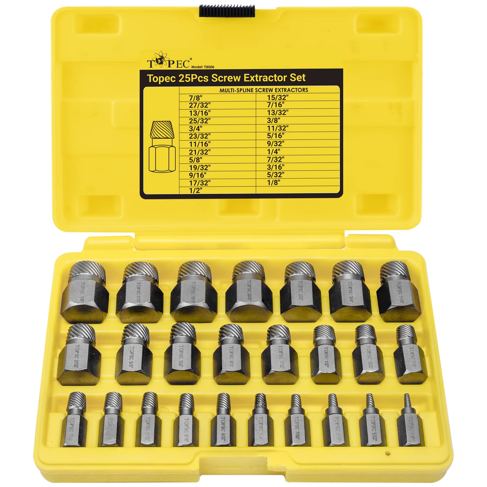 Topec screw extractor set full kit for versatile bolt removal
