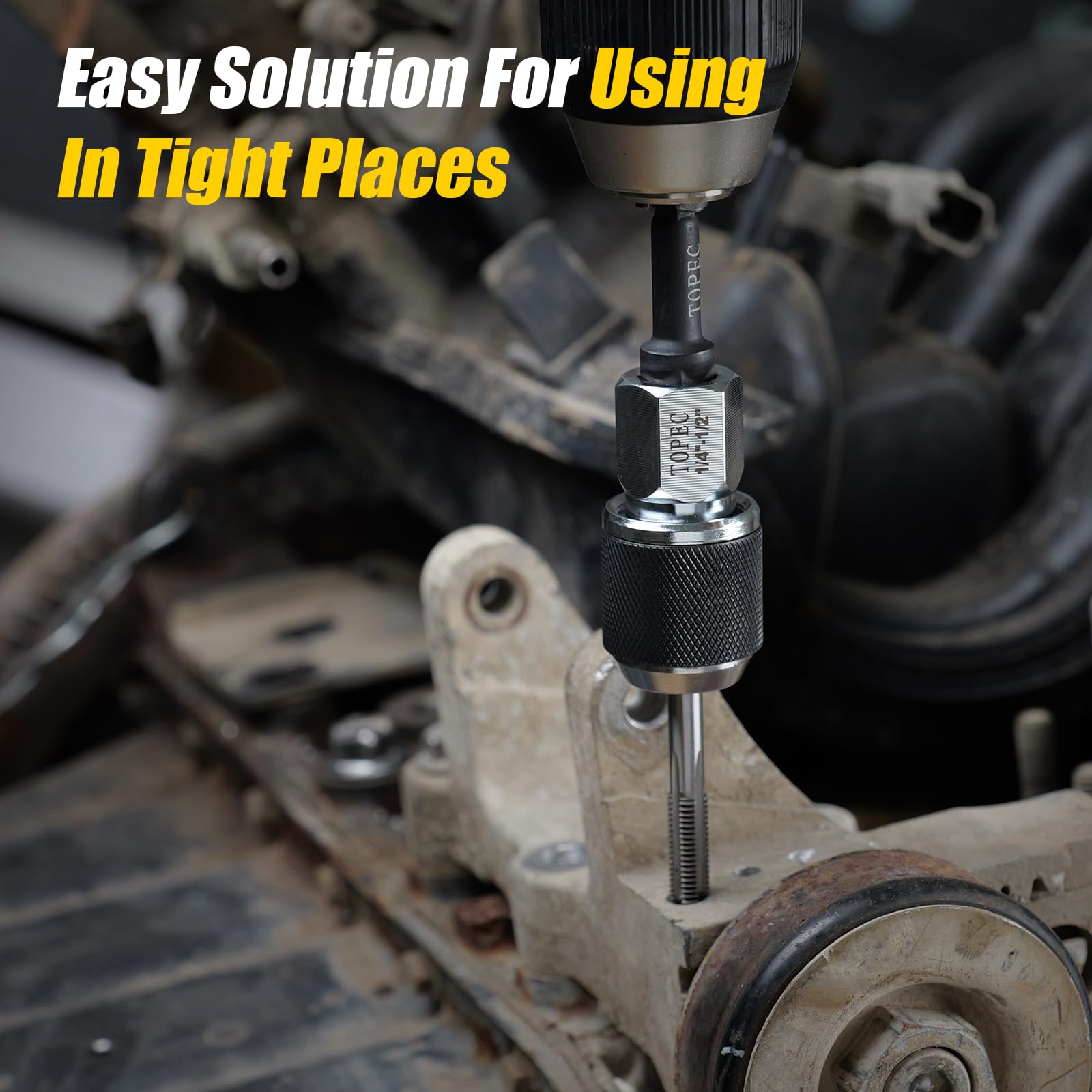 Topec tap socket 3/8 hex adapter enables direct power tool use