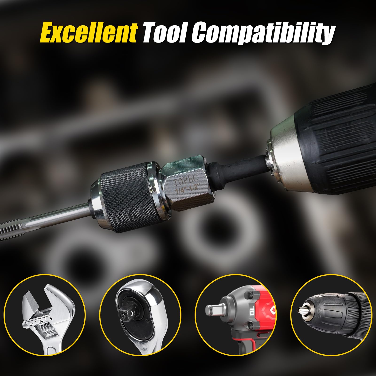 Topec tap socket adjustable jaws secure taps firmly