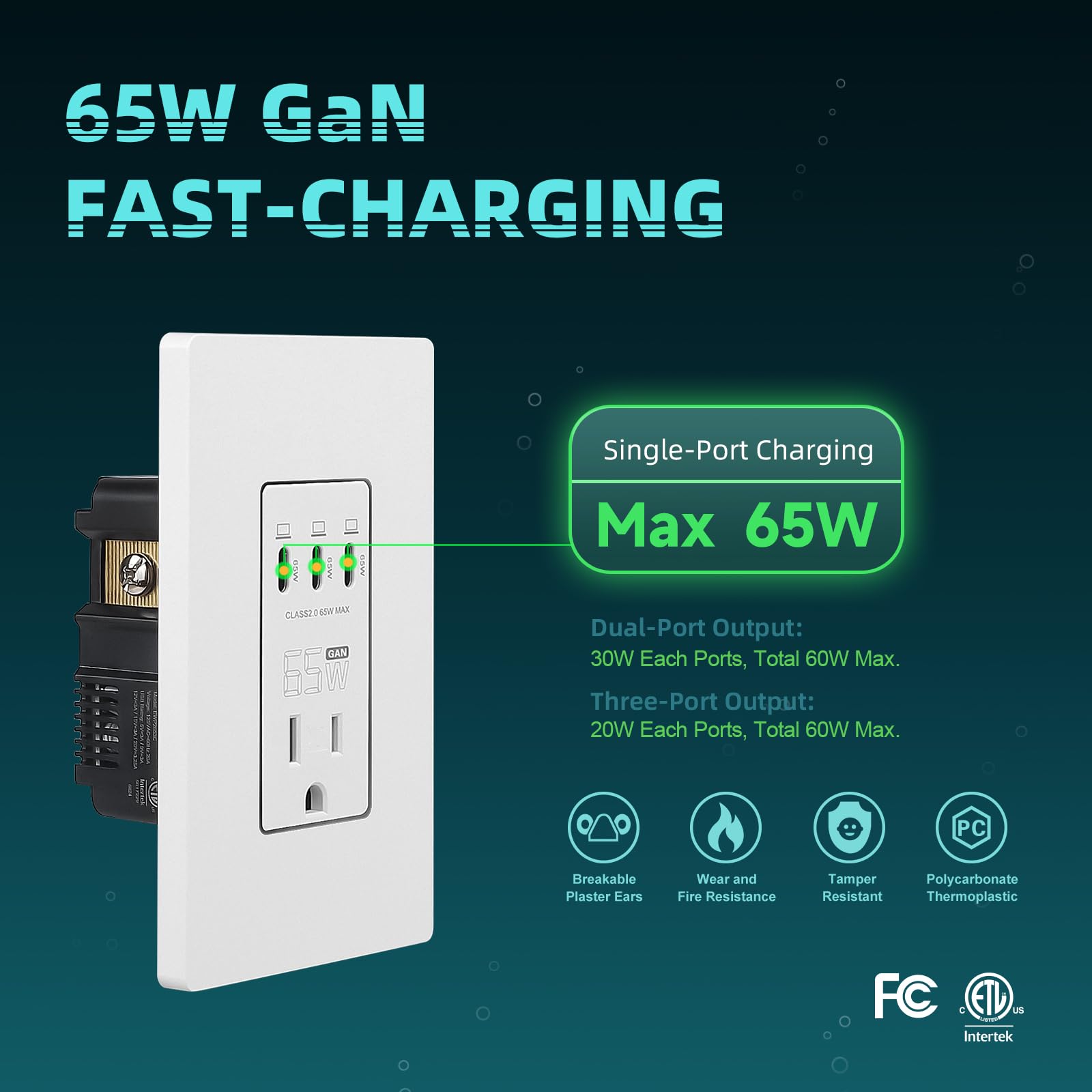 TOPELER GaN-powered USB-C outlet delivers efficient charging and heat management.