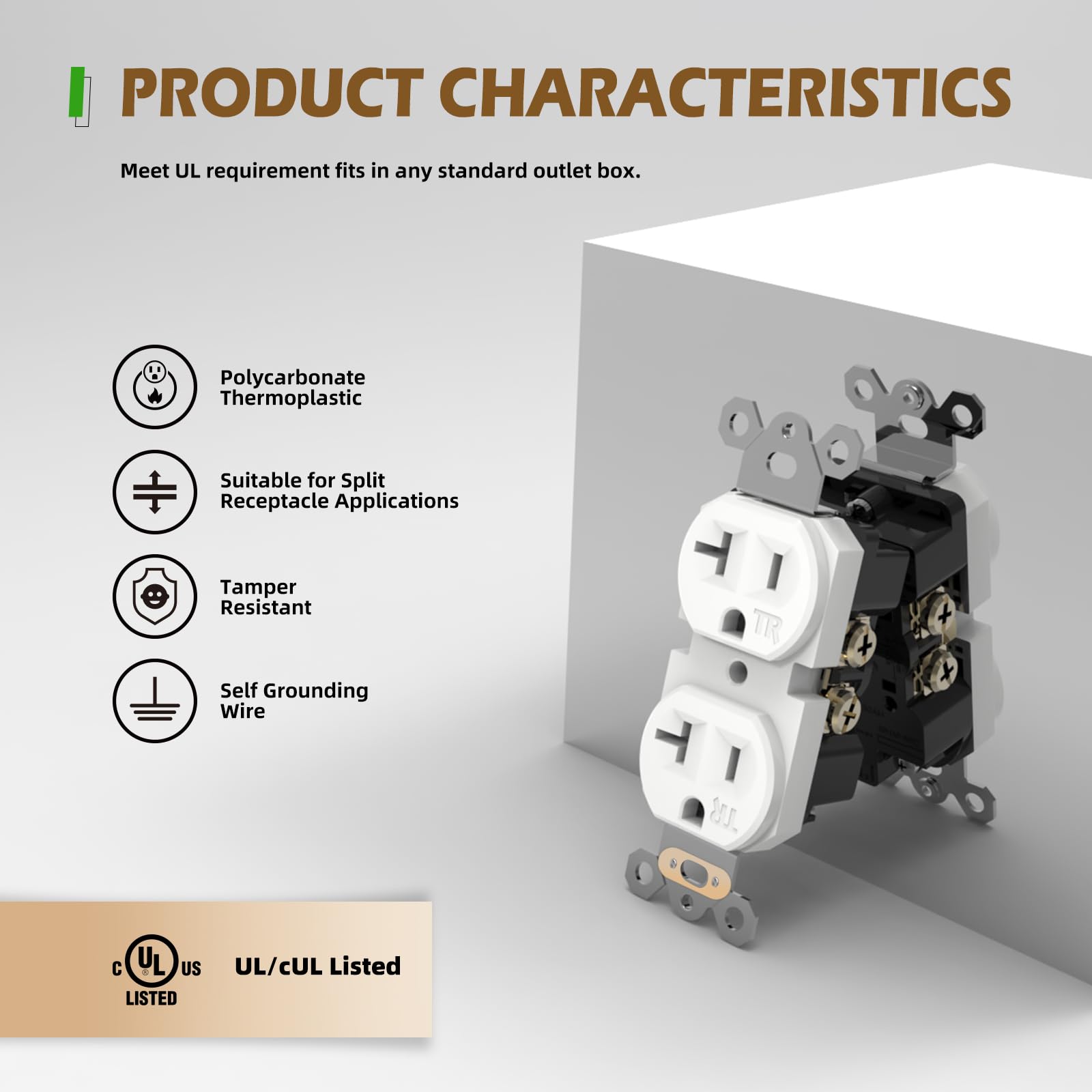TOPELER duplex outlet side wiring demonstrates quick push-in terminals for fast installation