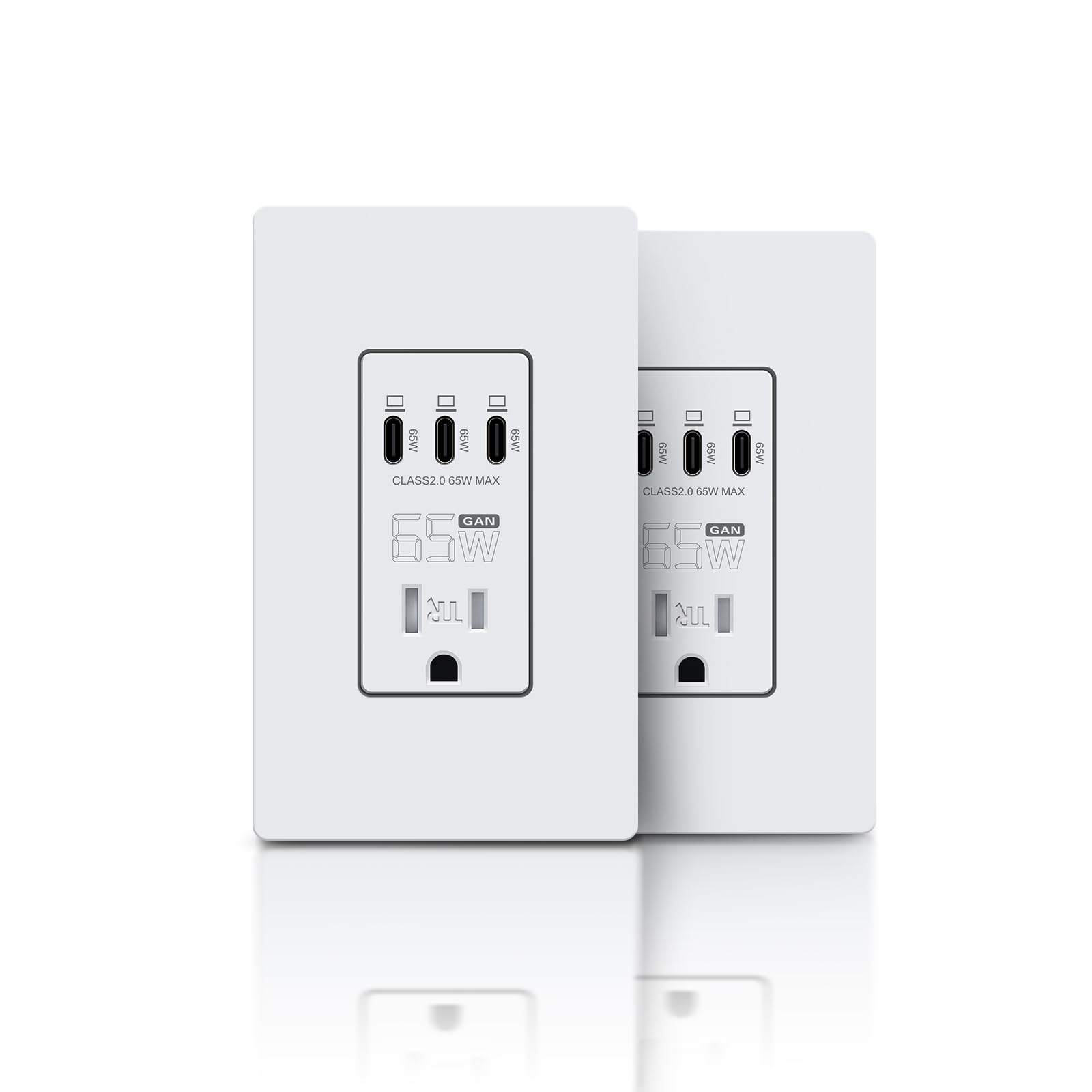 TOPELER USB-C outlet 65W charging for laptops and phones in-wall installation.