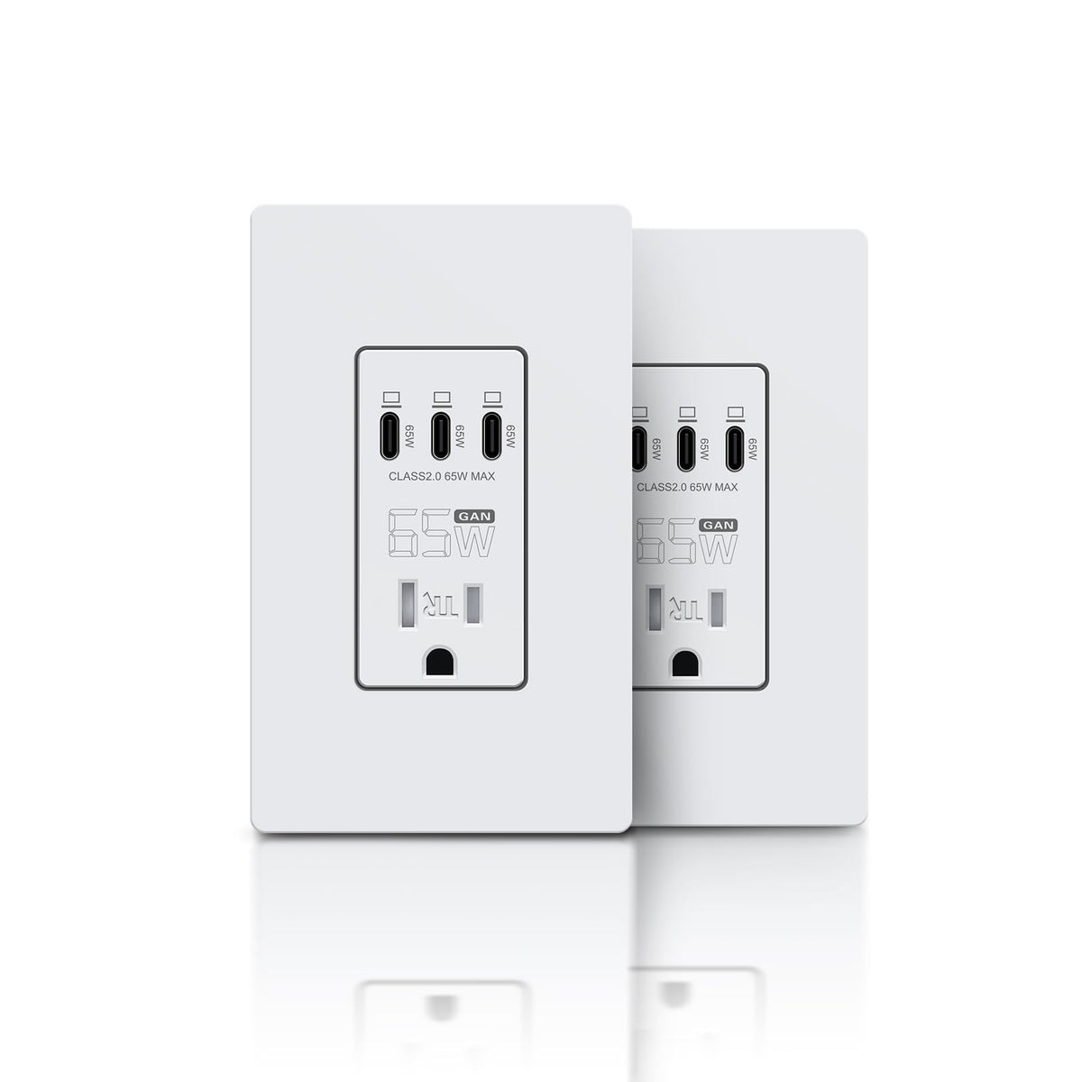 TOPELER USB-C outlet 65W charging for laptops and phones in-wall installation.