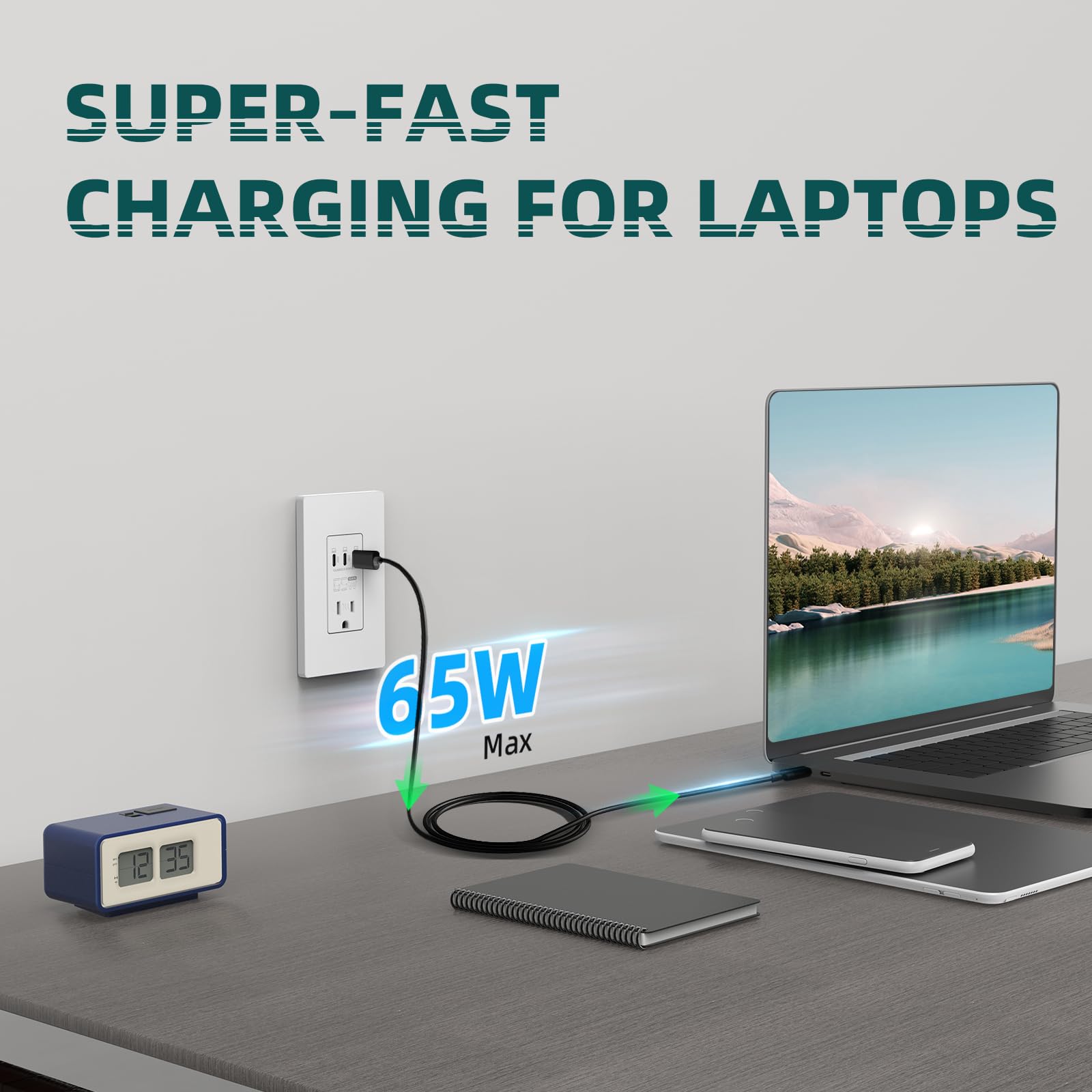 TOPELER screwless wall plate for a clean, modern look.