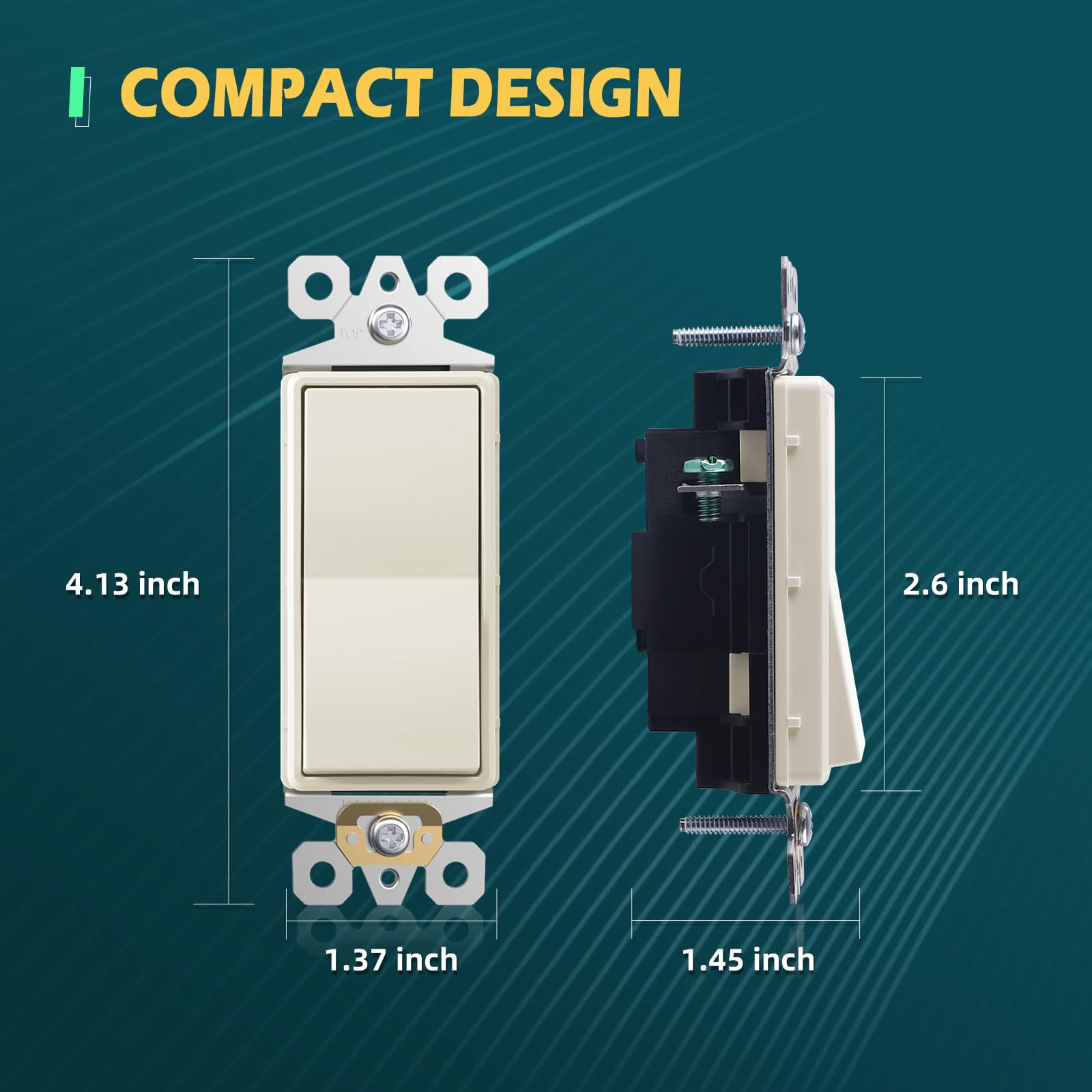 TOPELER Narrow switch body design fits compact electrical boxes