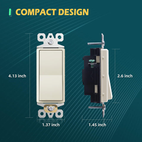TOPELER Narrow switch body design fits compact electrical boxes